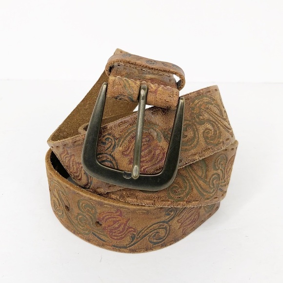 Bohemian embossed leather belt - Picture 9 of 12